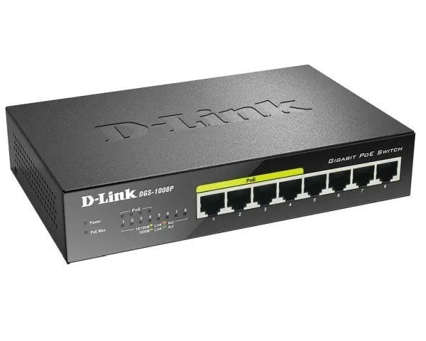 Коммутатор 8PORT 10/100/1000 DGS-1008P/E1A D-LINK
