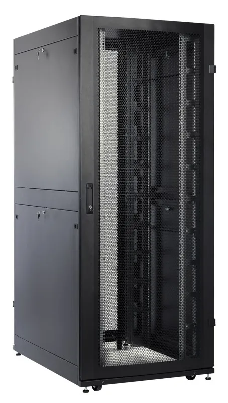Шкаф серверный ПРОФ напольный, 48U, (800x1200мм), дверь перфор., задние двойные перфор., черный, в сборе, ЦМО