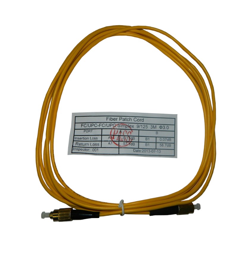 Патч-корд оптический соединительный FC-FC/UPC SM Simplex 3.0мм 9/125, 3м