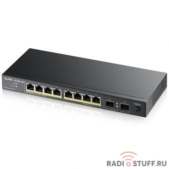 ZYXEL GS1100-10HP-EU0101F PoE+ коммутатор  GS1100-10HP, 8xGE PoE+, 2xSFP, настольный, бесшумный, бюджет PoE 130 Вт