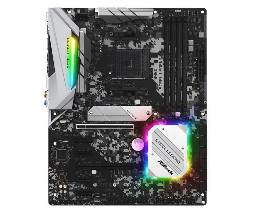 Материнская плата AMD B450 SAM4 ATX B450 STEEL LEGEND ASROCK